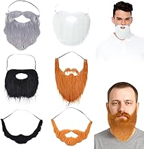 Adult Beard Moustache Sideburns Costume,6 Pcs Fake Beard Fancy Dress Accessories for Halloween Party