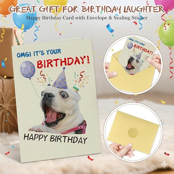 WhatSign Funny Birthday Card for Women & Men Humorous Greeting Card with Envelope & Sticker Unique Fun Bday Cards for Friends & Coworker
