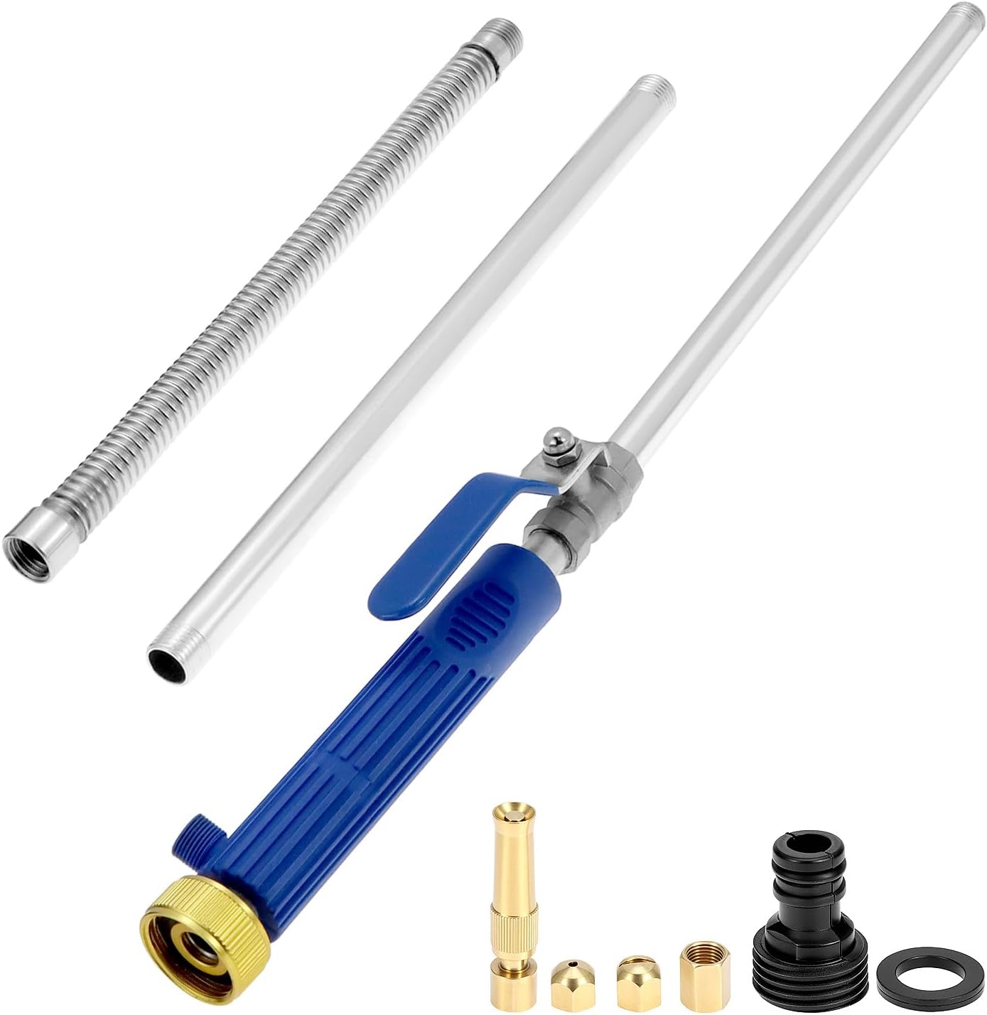 QWORK High Pressure Power Washer Wand with Nozzles, 39 Inch Extendable Hydro Jet Washer Lance Flexible Hose Sprayer for Car Wash Garden Cleaning Gutter Windows and Pets