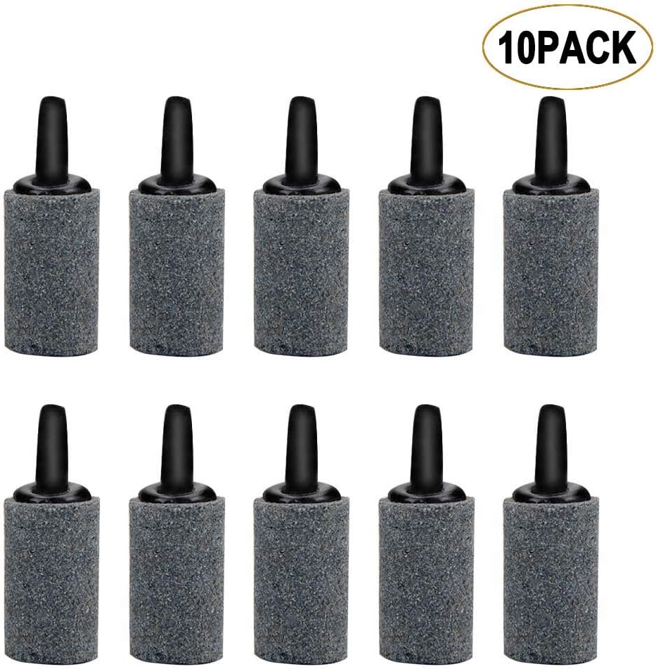 TripleLife Aquarium Aerator Cylinder Bubble Diffuser Air Stones Fish Tank Pump and Hydroponics Bubbler Ceramic Airstones -10 Pcs