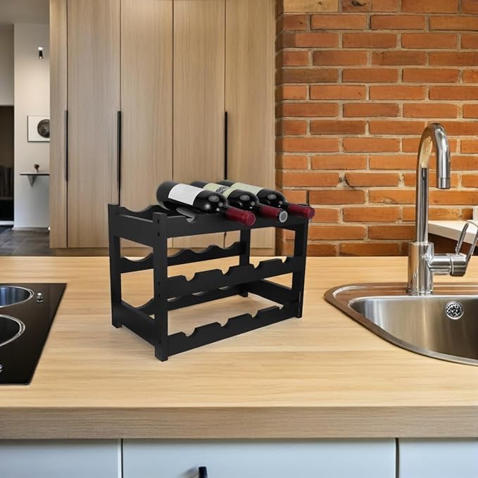 Organizador de vinos Cabilock, soporte para 12 botellas, negro miniatura 7