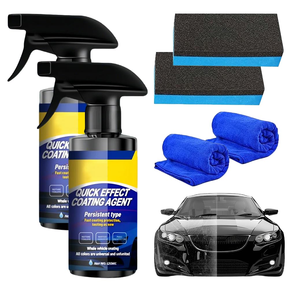 Car Nano Coating Spray,Advanced Car Quick-acting Coating Agent Spray for Scratch Repair, Oil Film Removal, Long-Lasting Hydrophobic Coat (2 SET)