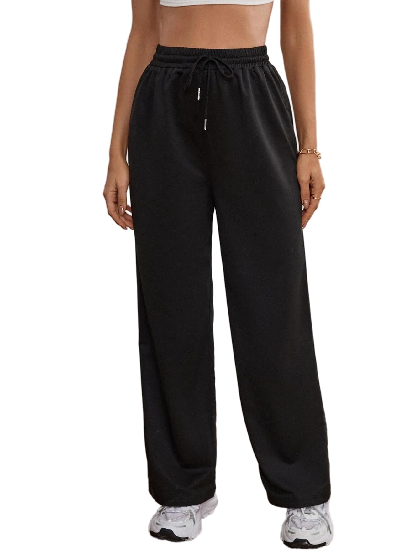 dockstreet Straight Wide fit Long Length Trouser Style Drawstring Trackpant for Women/Trending Style, Relaxed Casual Pants for Women-picture-53