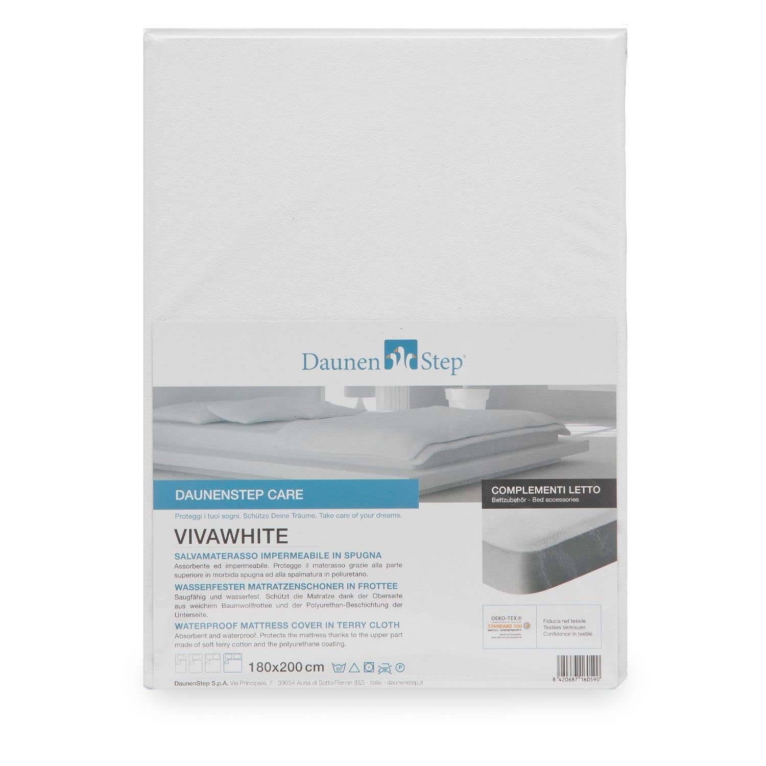 DaunenStep Coprimaterasso impermeabile Care Protect - Vivawhite | 170-200 x 200 cm - matrimoniale