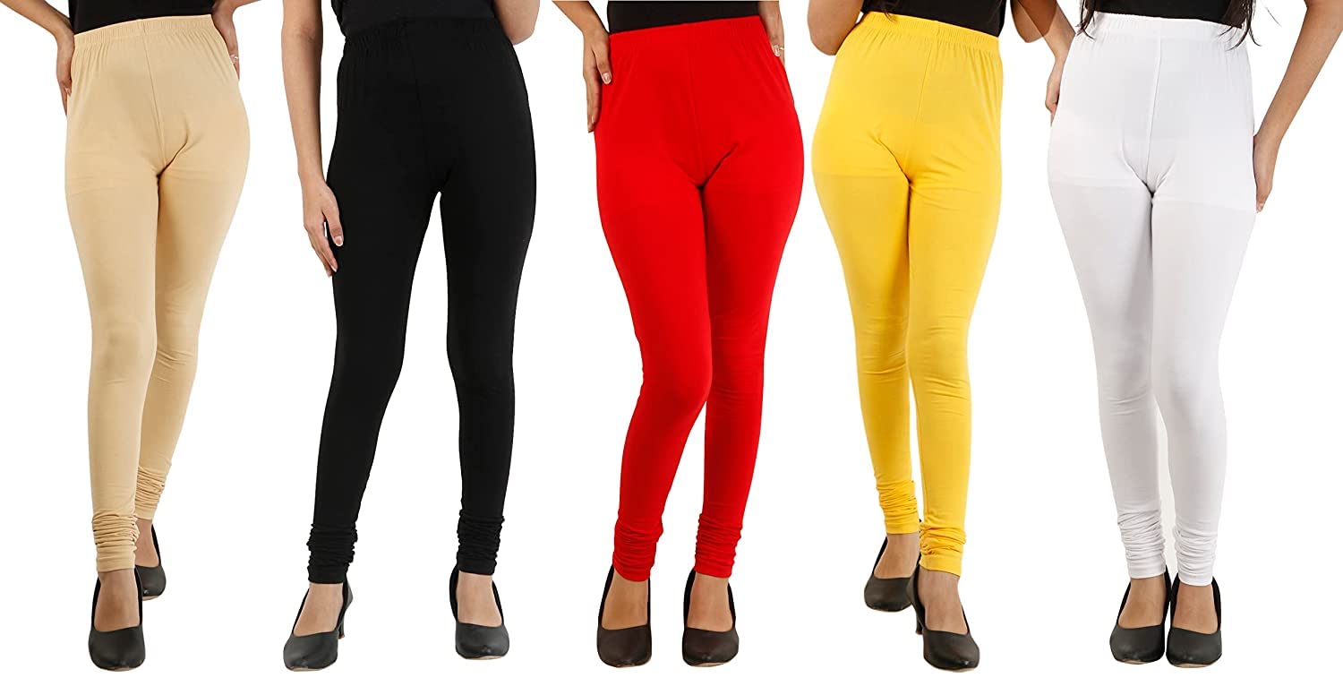 SUPER WESTONWomen's Cotton Leggings(Combo of 5) (Multi, Free Size)
