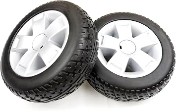 Mobility scooter replacement wheel,10.4"x3.6" Flat-Free Front Wheel 5-Spoke Rim for Victory 10,Victory LX Sport etc Mobility Scooters WHLASMB1819,W/bearing,Silver+Black,1Pr