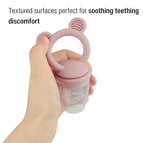 Miniatura 7 de PandaEar Paquete de 3 chupones alimentadores de frutas y alimentos para bebés, chupete de silicona con bolsas de 3 tamaños para bebés, niños