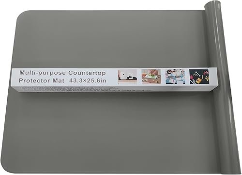 Miniatura 7 de KVK Tapete de silicona para encimera de cocina con borde elevado de 43.3 x 25.6 pulgadas, tapete de silicona extra grande, resistente al calor,