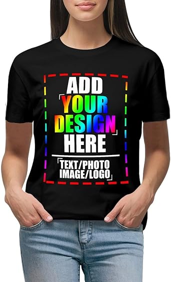 Custom T Shirts for Women Design Your Own Shirt Add Photo Text Logo Name Personalized Tee Front/Back Printed