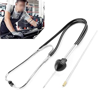 Sephile 1 PC Car Engine Stethoscope, Vehicle Abnormal Noise Diagnostic Device, Metal Waterproof and Durable Automotive Mechanical Cylinder Auscultation Tool, Universal for Most Cars (Black & Silver)