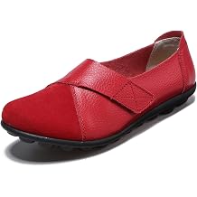Women Premium Ultra Soft Orthopedic Flats Loafers Leather Slip on Soft Bottom Non-Slip Adjustable Easy On Comfy Large Size Moccasins Walking Dotmalls Shoes red,8,Women,8
