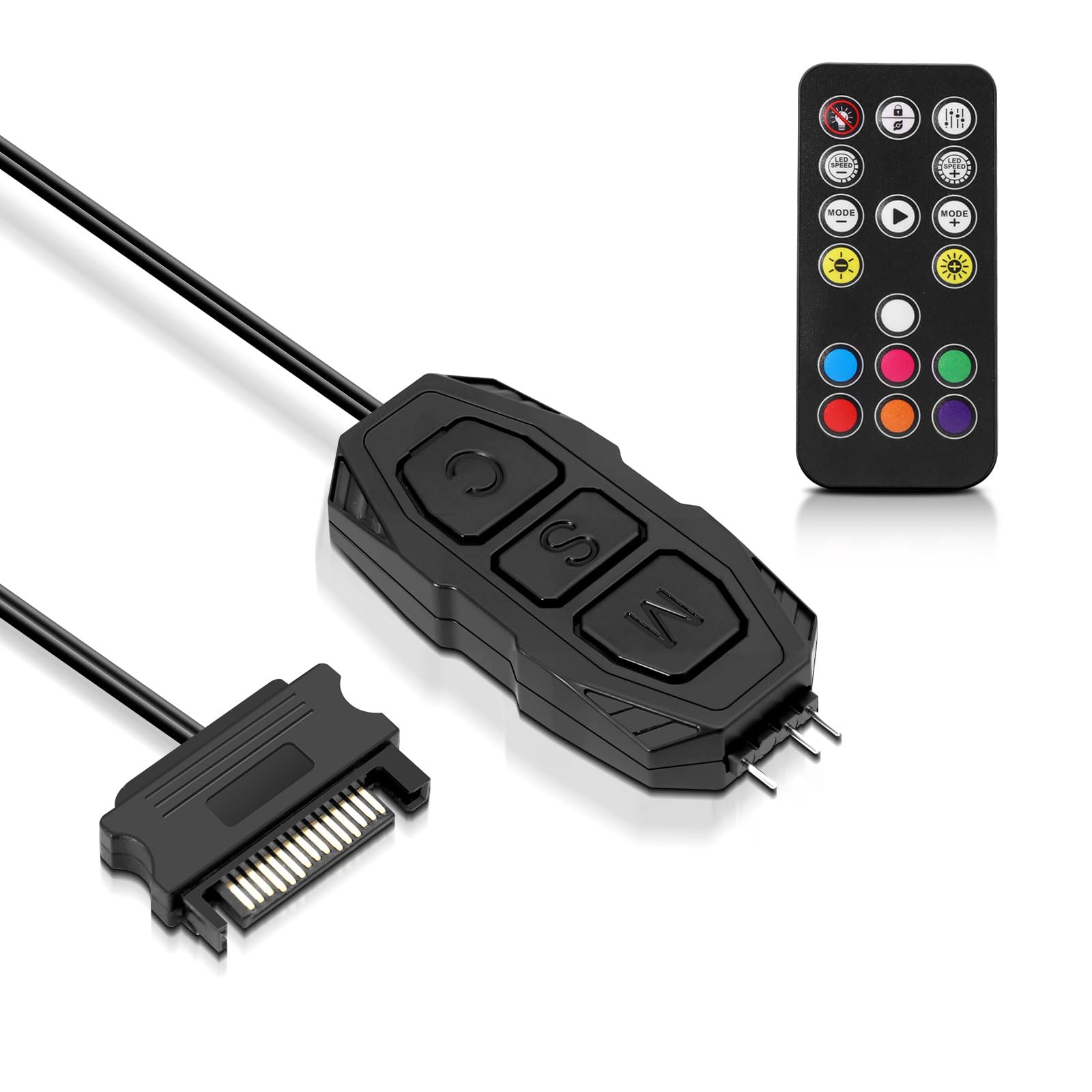 ARGB Controller con Controllo remoto Binghe Controllore ARGB a 3 pin da 5 V Alimentazione SATA-S Telecomando a 17 tasti Interruttore a colori Hub ventola RGB per Telaio Ventole e Strisce luminose