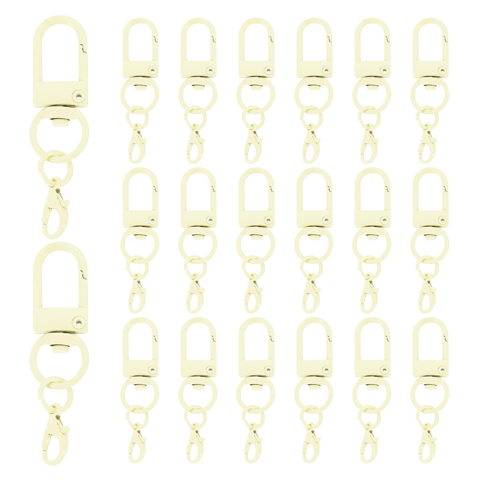 sourcing map 20Pcs Metal Lobster Claw Clasps, Double Lanyard Clips, Swivel Clasp Snap Hooks for Jewelry Making, Keychains, Bags, DIY Crafts Findings, Cream White