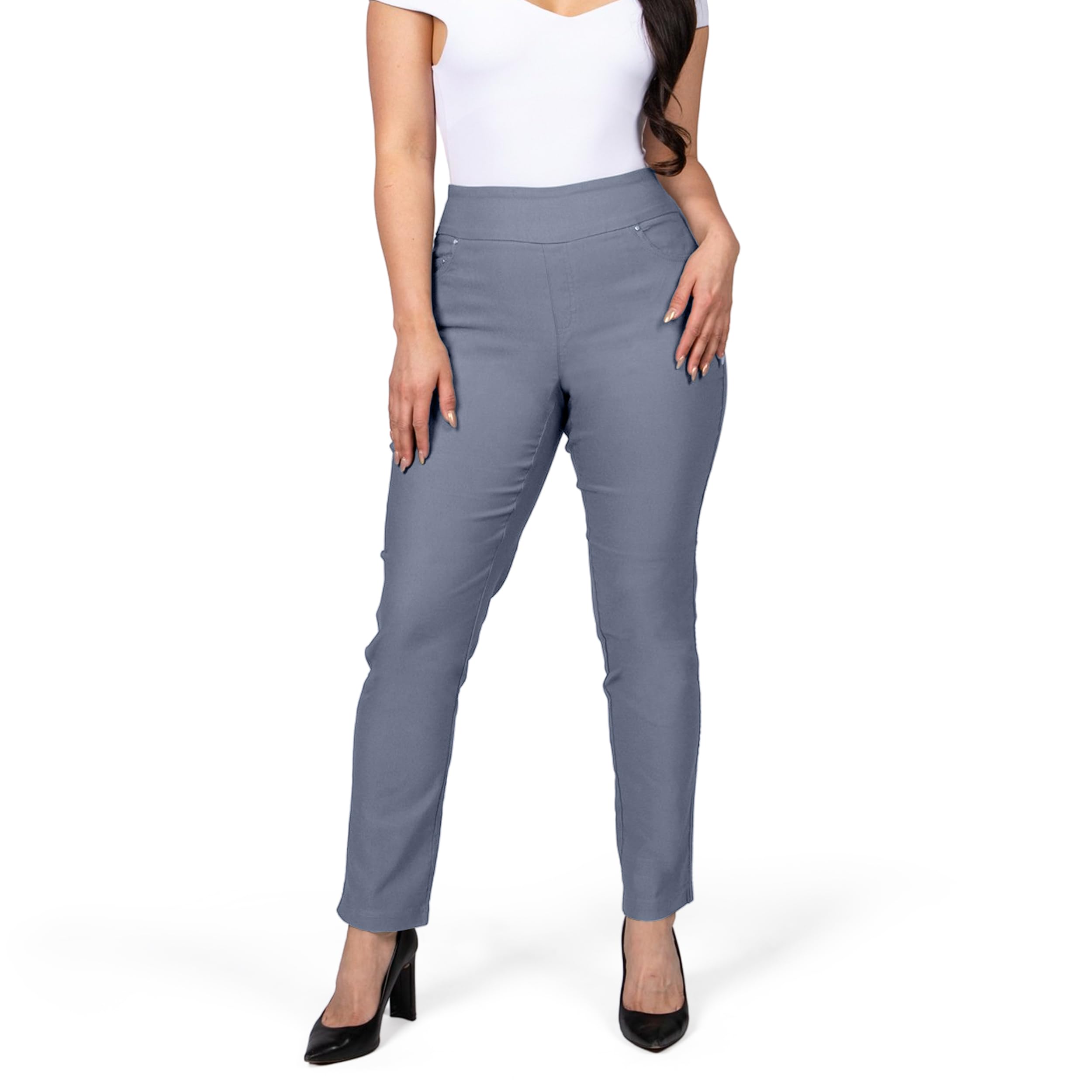 FITSIGHT Women's Yoga Dress Pants - Strechy Straight Leg Work Pants with 5 Pockets Slim Fit Office Casual Slacks