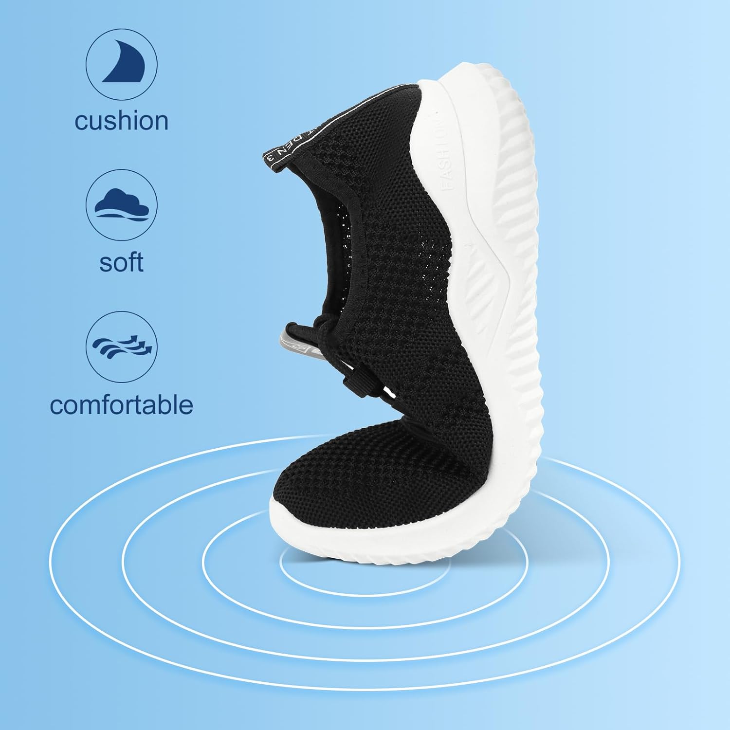 Non-Slip Walking Shoes for Women : Lightweight Comfort Casual Workout Shoes,Yoga Tennis Or Running Sneakers Black 10 - Image 3