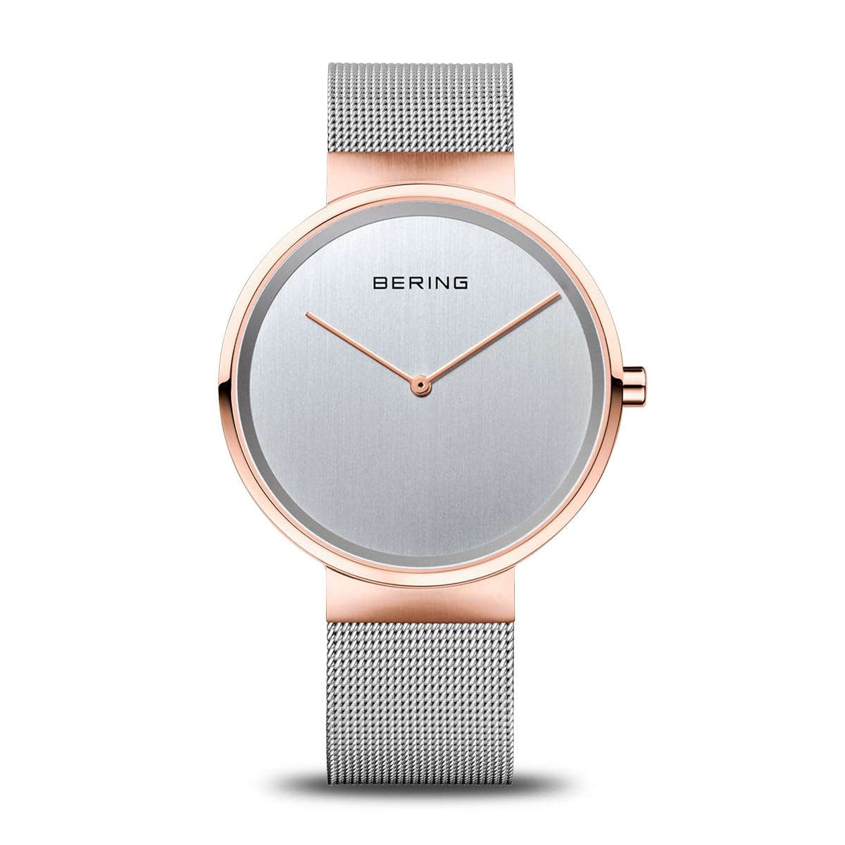 Bering Unisex Quarz Uhr | Armbanduhr 39 mm Edelstahlgehäuse und Zifferblatt | Milanaisearmband | Saphierglas | 5 ATM | 14539