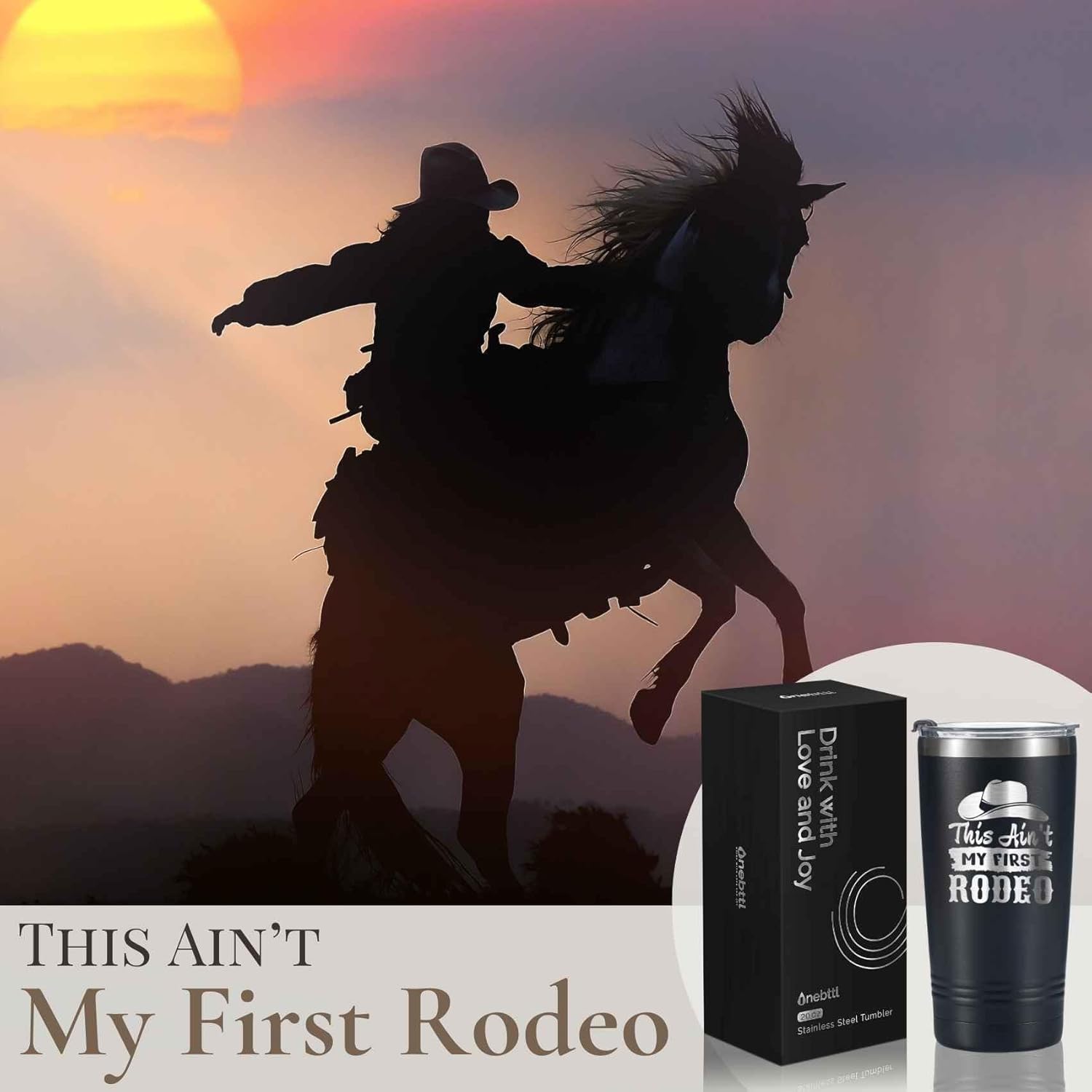 Onebttl Funny Cowboy & Cowgirl Gifts for Men & Women, 20oz Stainless Steel Insulated Travel Mug, Perfect for Cowboy & Cowgirl - Image 6