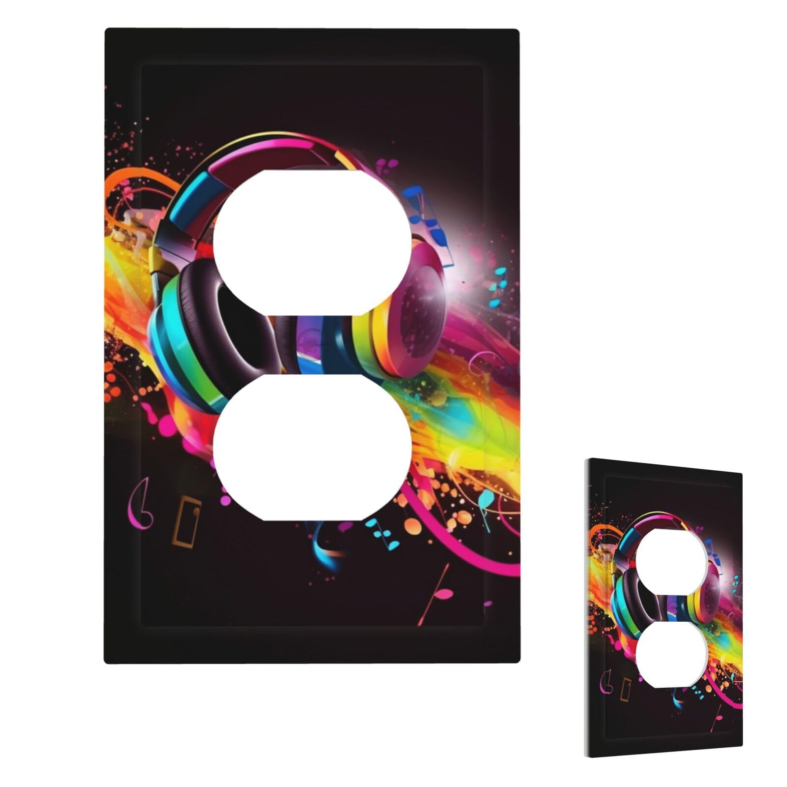 Colorful Music Wall Plate Cover Modern Decorative 1 Gang Light Switch Cover Unbreakable Receptacle Outlet Covers For Living Room Bedroom Home Decor Duplex
