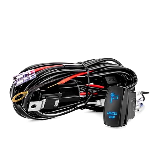 Miniatura 10 de WeiSen Arnés de cableado para señal de giro UTV con interruptor basculante, fusible de relé intermitente, 20 AWG 2 cables 12V/24V, kit de cableado