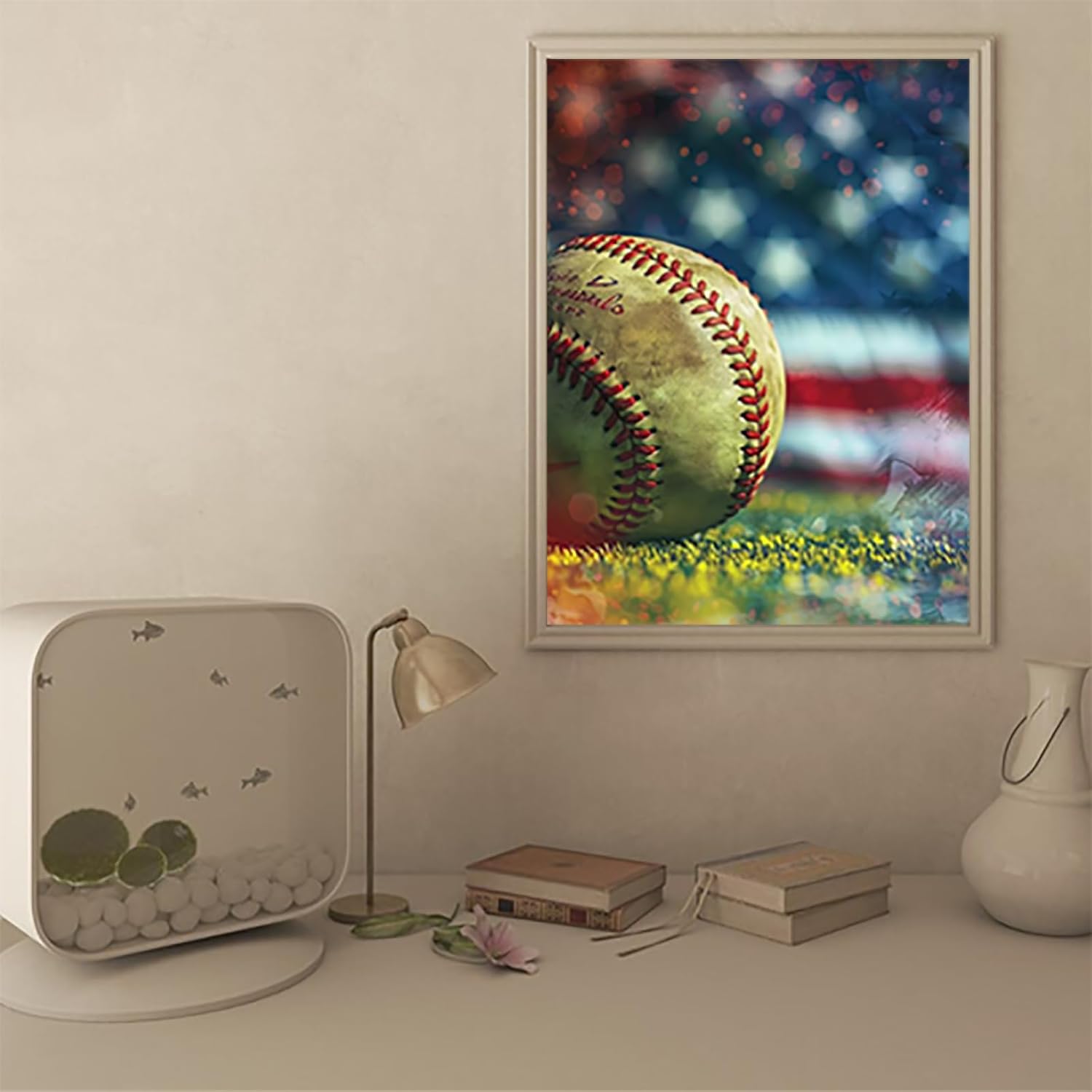 UPABLUNSO Softball Diamond Painting Kits for Adults, Ball Game 5D DIY Diamond Art Kits Full Drill Diamond for Gift Wall Decor Gem Arts 12x16 inch