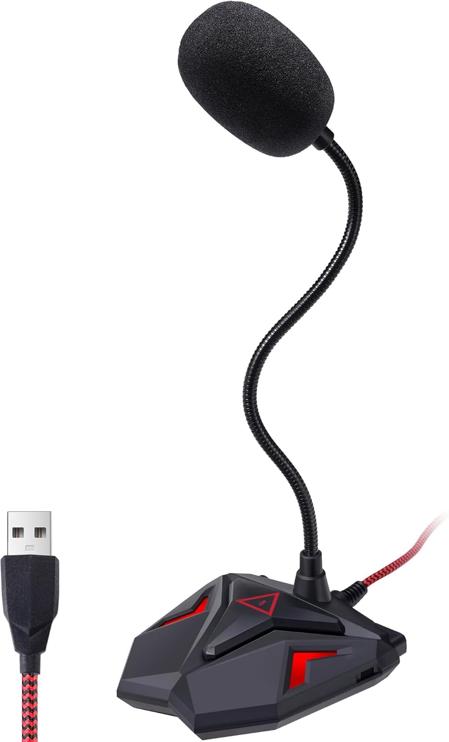 JAMELO USB Computer Microphone, 360°Adjustable Gooseneck Design, Desktop Condenser PC Mic, Mute Button with LED Indicator, Plug & Play Compatible with Windows/Mac, Ideal for YouTube, Recording, Game