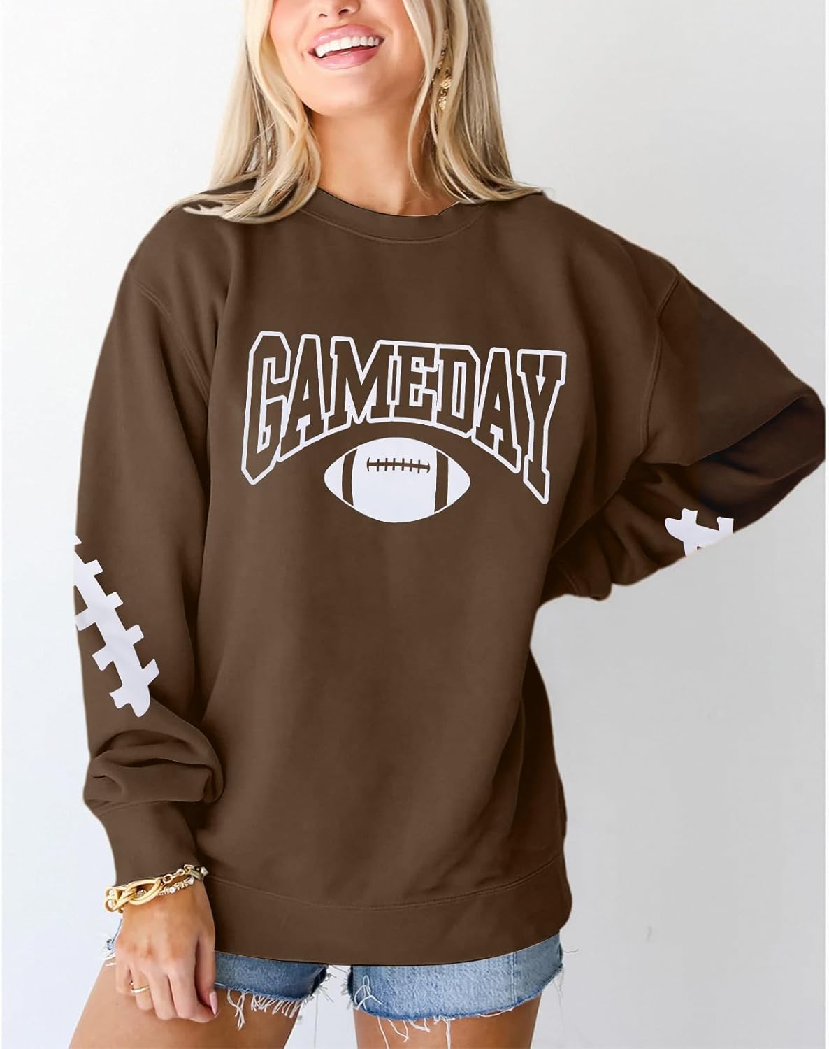 FAYALEQ Game Day Sweatshirts Women Football Sweatshirt Football Rugby Pullovers Casual Game Day Fan Pullover Top - Image 4