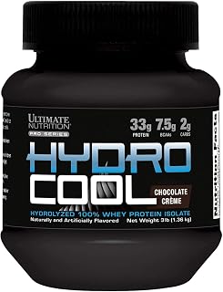 Ultimate Nutrition Hydro Cool Hydrolyzed Powder, Whey Protein Isolate, Post Workout Drink with No Bloating,No Fat, No Gluten, Muscle Recovery with BCAA, 33 Grams of Protein, Sample, Chocolate