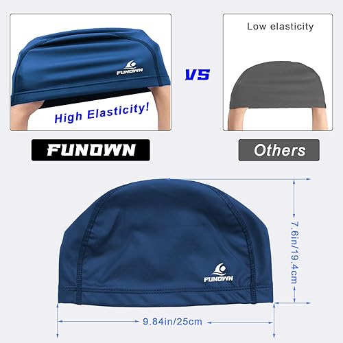 Miniatura 2 de Gorro de natación de tela de elastano con capa protectora de alta elasticidad y tela de elastano para mujeres, hombres y adultos
