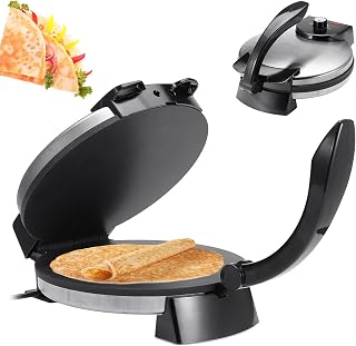 Tortilla Press, 2000W Electric Roti Maker with LED Indicator Lights & Adjustable Temperature Control, Non-Stick, Easy to Use for Crepes, Blintz & Chapati