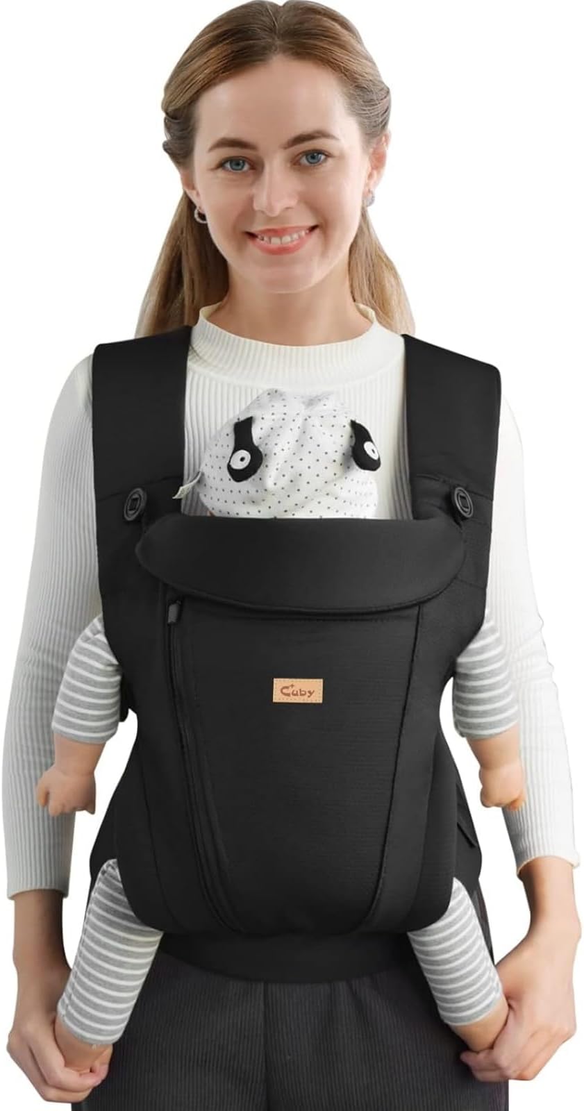 Baby Carriers for Newborn, Kangaroo Ergonomic Structured Zippers Toddler Baby Carrier 6 Months+, Facing & Back Baby Carriers from Newborn, Adjustable Head Neck Support with Head Cover 30LBS