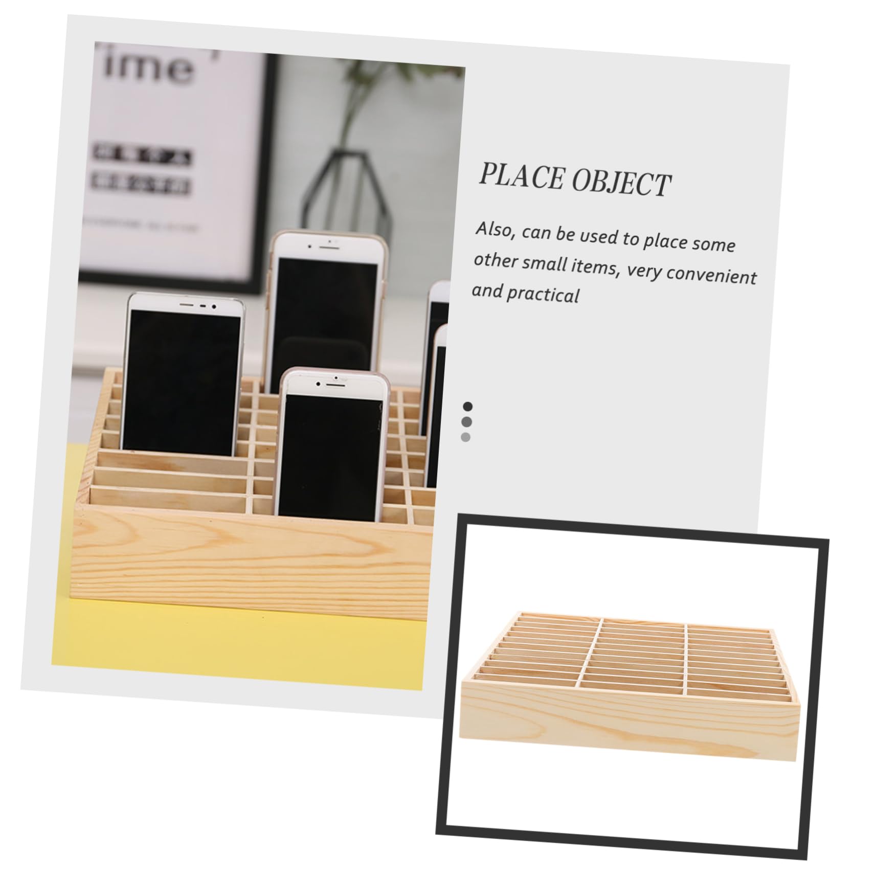 Caja para Guardar Moviles de Madera Múltiples Compartimentos, Organizador de Escritorio para Teléfono Móvil Adecuado para Aula y Sala de Reuniones