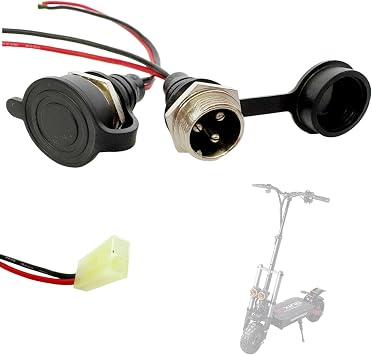 2-PCS 3-pin (1 positive 3-negative) plug electric scooter charging port 3-pin charging port waterproof and dustproof silicone, suitable for scooters, balance bikes, wheelbarrows, electric bicycles