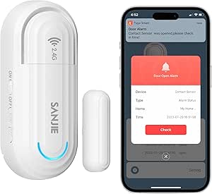 SanJie Alarminstallatie voor huis en woning met app, 5 raam- en deursensoren en 2 afstandsbedieningen, raamalarm voor camper, woning, garage, kantoor SanJie Alarminstallatie voor huis en woning met app, 5 raam- en deursensoren en 2 afstandsbedieningen, raamalarm voor camper, woning, garage, kantoor
