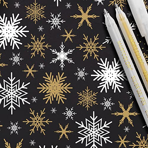 Martcolor Gold Silver Metallic Gel Pen Set, 0.8Mm Fine Point Gel Ink Pens, Archival Gel Ink Pens For Artist, Black Paper Drawing, Sketching, Writing, Illustration, Pack Of 6 #TOP7