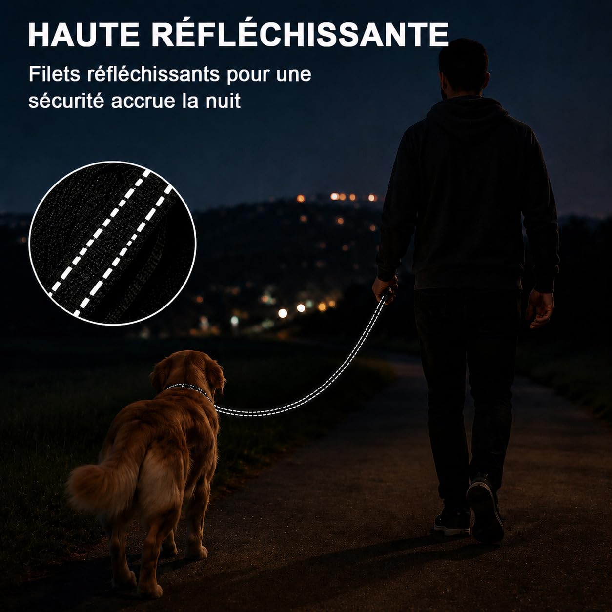 Longe pour Chien, 2M/ 3M/ 5M/ 10M/ 15M/ 20M/ 30M Laisse de Dressage, Long Laisse Réfléchissante pour Petits, Moyens et Grands Chiens