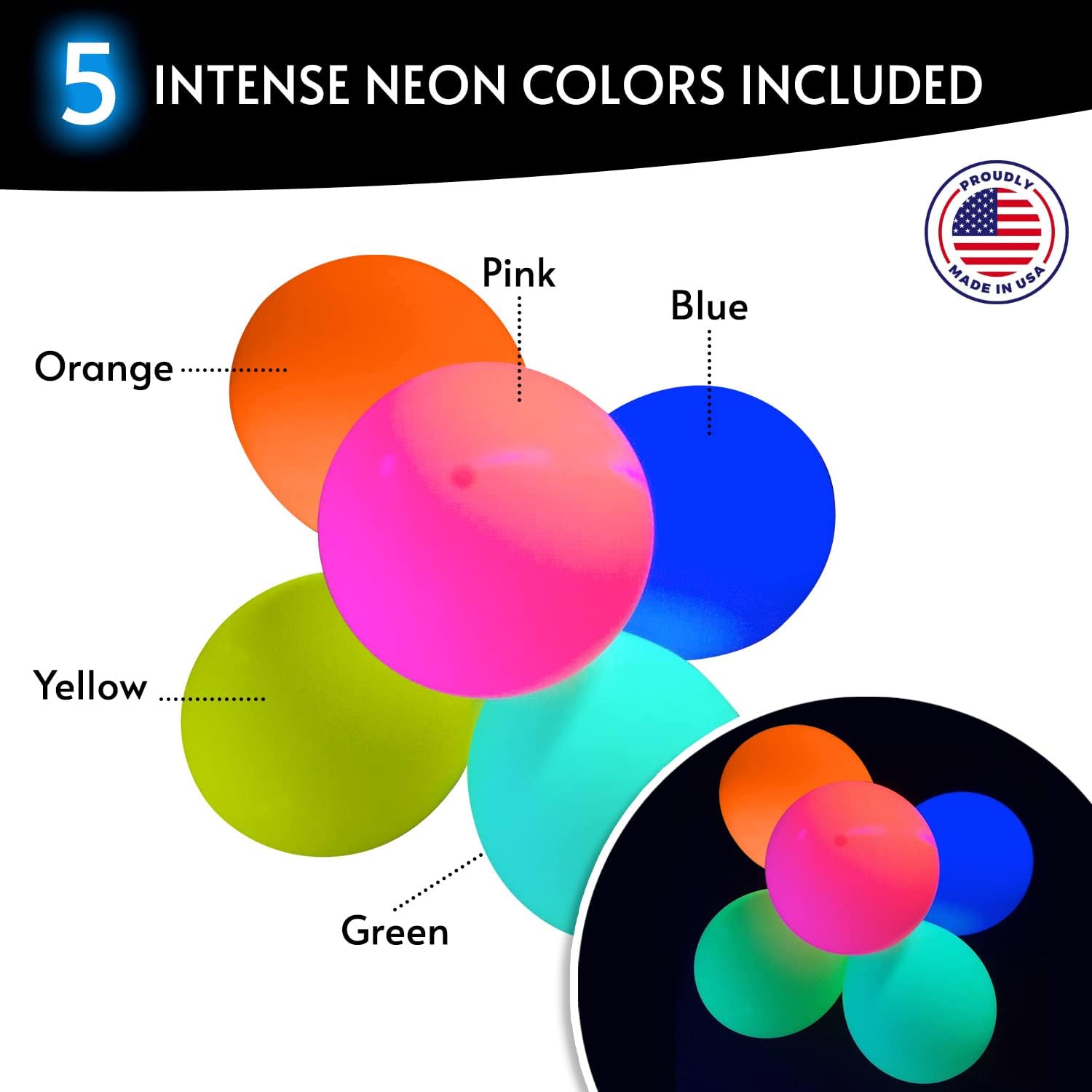 Glow King Ultimate Black Light Party Pack | Premium UV Reactive Glow Tape | Glow In The Dark Luminous Balloons | 8 Pack of 100ft Fluorescent Steamer Rolls | Perfect for Blacklight Events and Birthdays
