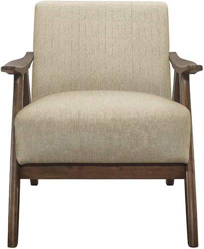 Miniatura 69 de Lexicon Silla decorativa moderna de mediados de siglo con marco de madera maciza en acabado de nogal, sillón tapizado para sala de estar, cojín de