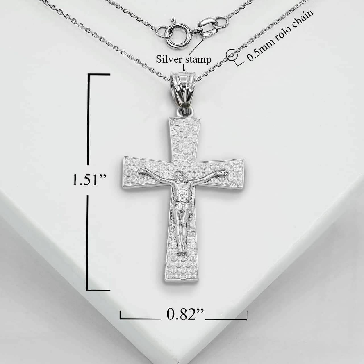 Claddagh Gold Solid Sterling Silver Jesus Christ Crucifix Cross Charm Pendant Necklace - Image 3