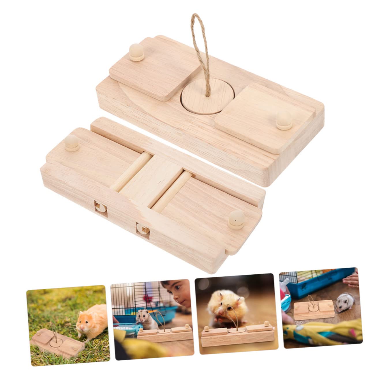 Jouet pour Hamster de Recherche de Nourriture 2 Pièces en Bois