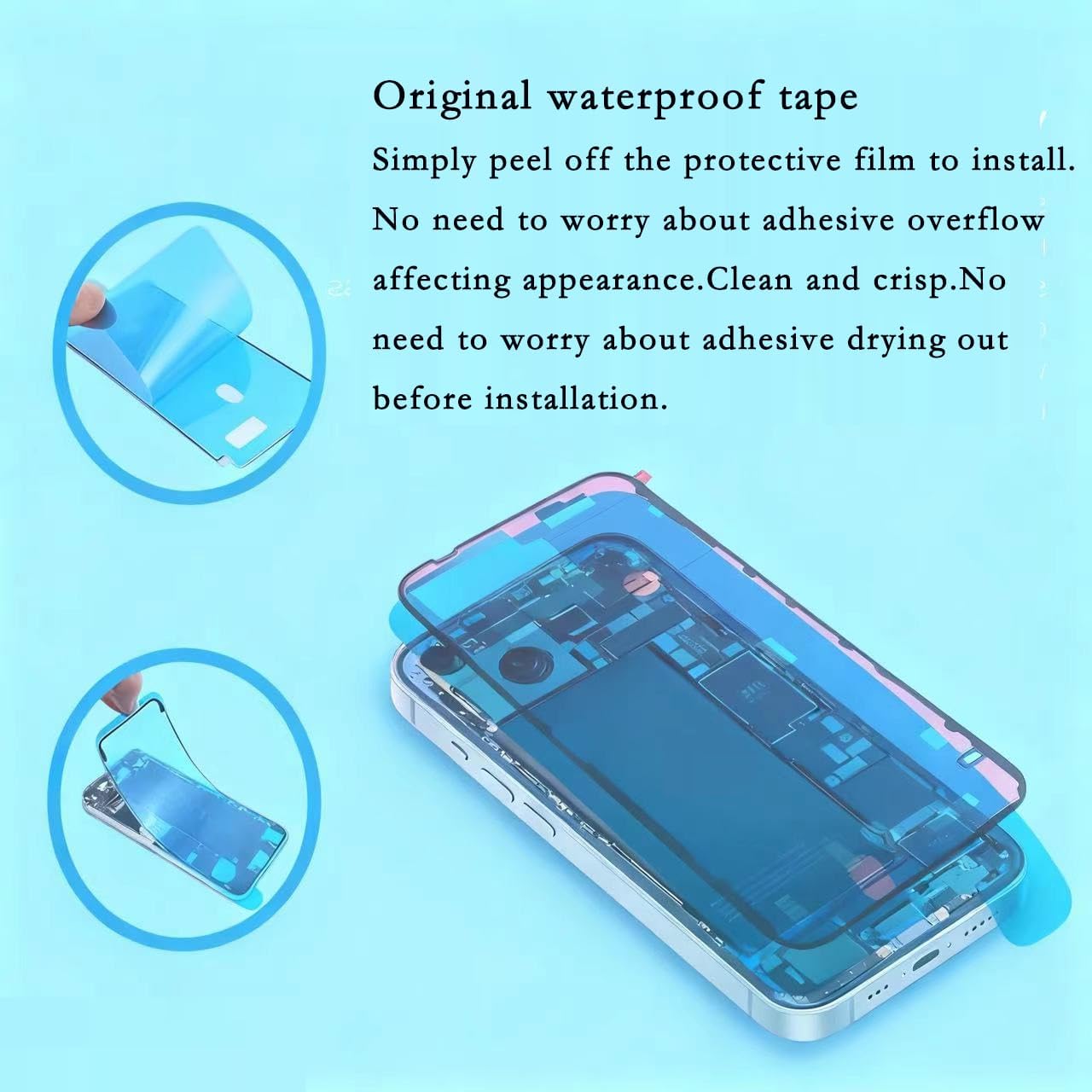 Back Covers Glass(Includes Lens Glass, Bracket, Magnet) Replacement Compatible with iPhone 14 Plus All Carriers with Professional Tool Set (Black)