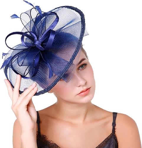 Specell Sombreros de vestir morados, sombrero negro pastillero, sombreros de iglesia para mujer, tocado con diadema para mujer, naranja, sombrero de