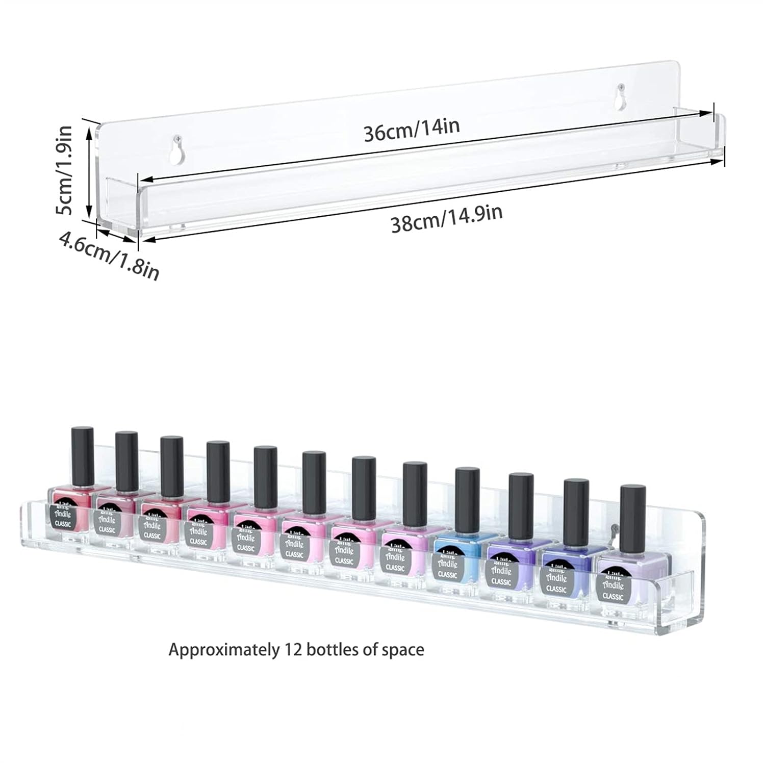 Nail Polish Display Rack, Wall Mounted Clear Acrylic Essential Oil Beauty Magazine Layered Storage Racks (Size : 6PCS)