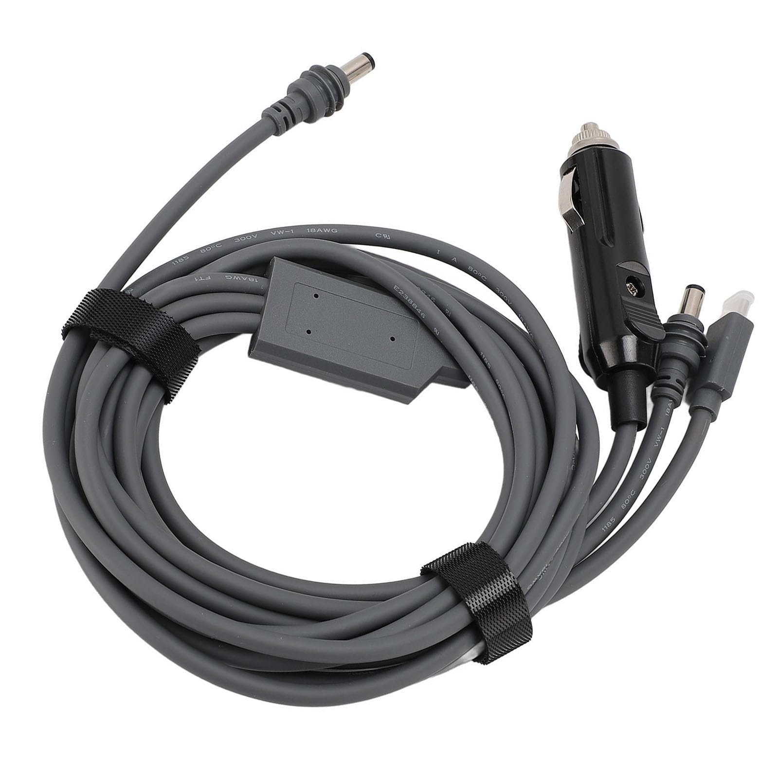 Przewód zasilający DC do USB C do Mini, 3 w 1 100 W adapter ładowarki samochodowej Wodoodporny kabel Mini, zewnętrzny przewód zasilający DC do podróży,