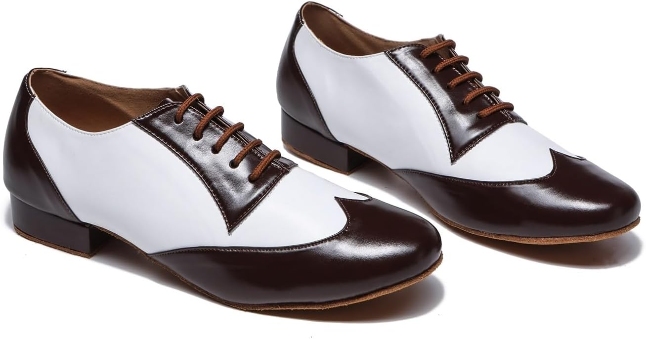 Mens Lace-up Leather Latin Chacha Tango Jazz Rumba Ballroom Modern Dance Shoes