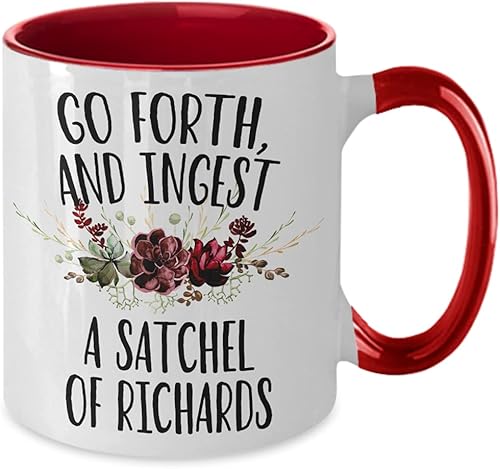Miniatura 10 de Ingest a Satchel of Richards - Taza de café divertida con texto en inglés "Thou May Eat a Bag of Dicks" para mujer