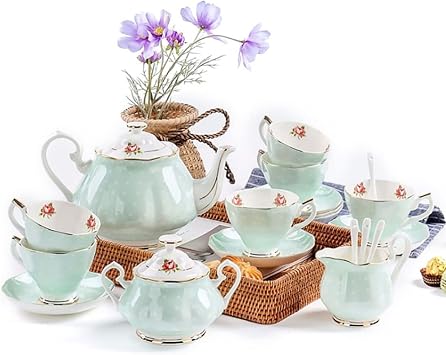 Afternoon Tea Set Tea Sets with Teapot Bone China Tea Cup and Saucer for Adults Bone China Wedding Tea Service,