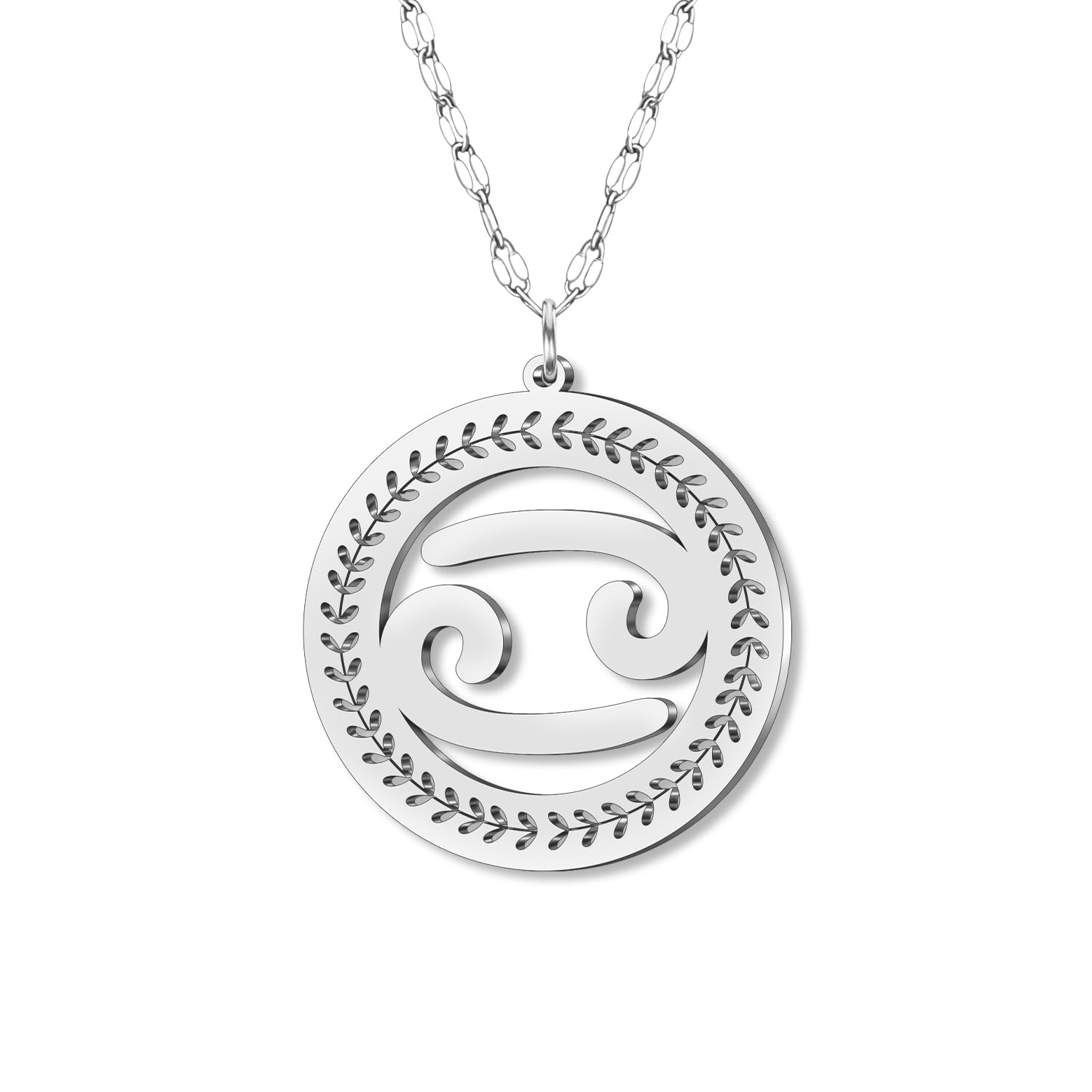 Imagen de catálogo asociada a Collar con colgante de acero inoxidable chapado en plata con delicado signo del zodiaco para mu