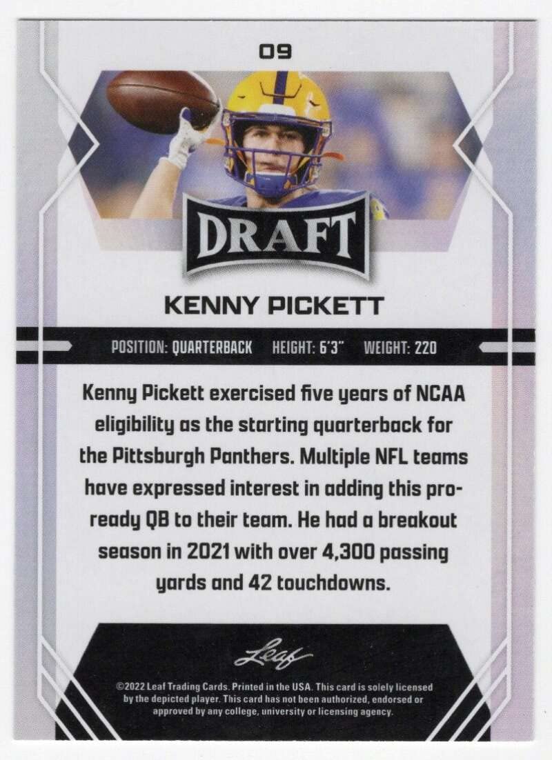 Amazon.com: KENNY PICKETT RC 2022 Leaf Draft Retail Blaster #9 NM