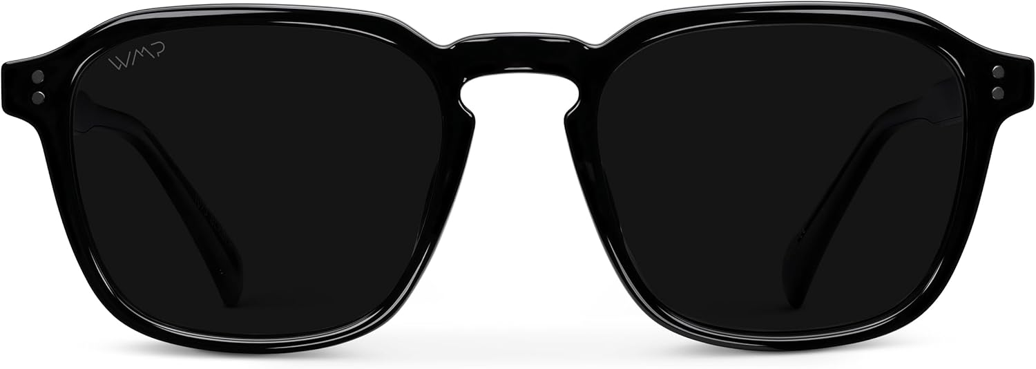 WearMe Pro Men's Polarized Square Sunglasses - Wide Fit Retro Style, UV400 Protection, Acetate Frame - Image 2