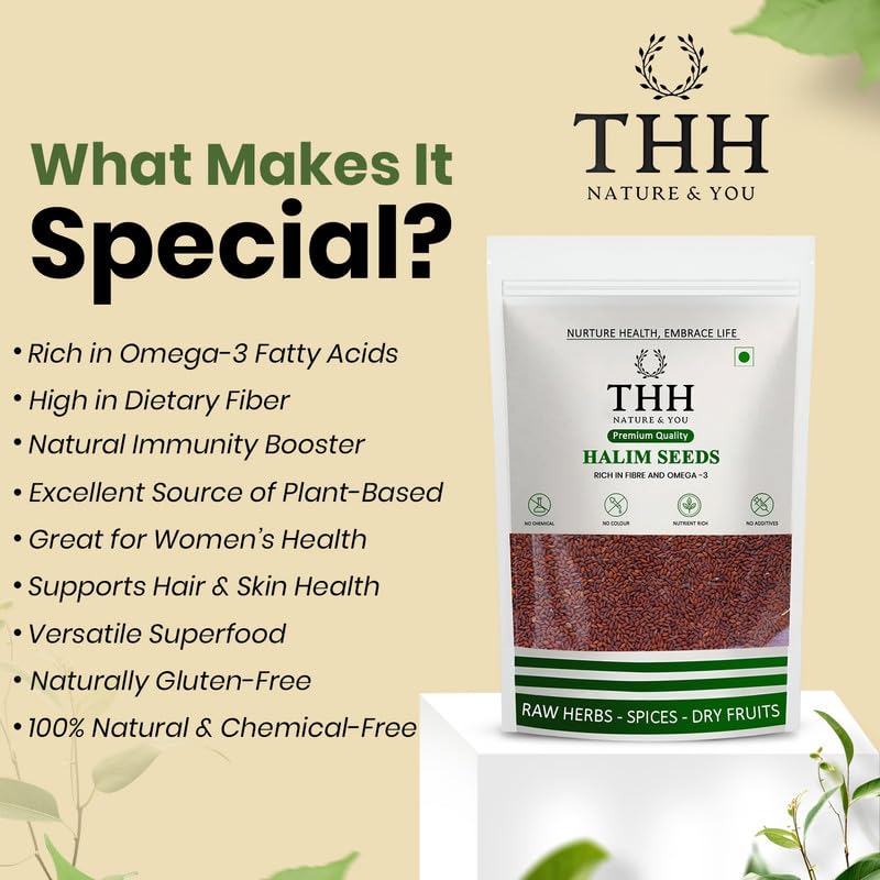 THH Halim Seeds 800g - Aliv Seeds | Rich in Fiber, Omega-3 & Essential Nutrients | Immunity Booster Superfood | Haleem Seed for Eating, Digestion, and Heart Health | Natural Superfood 2
